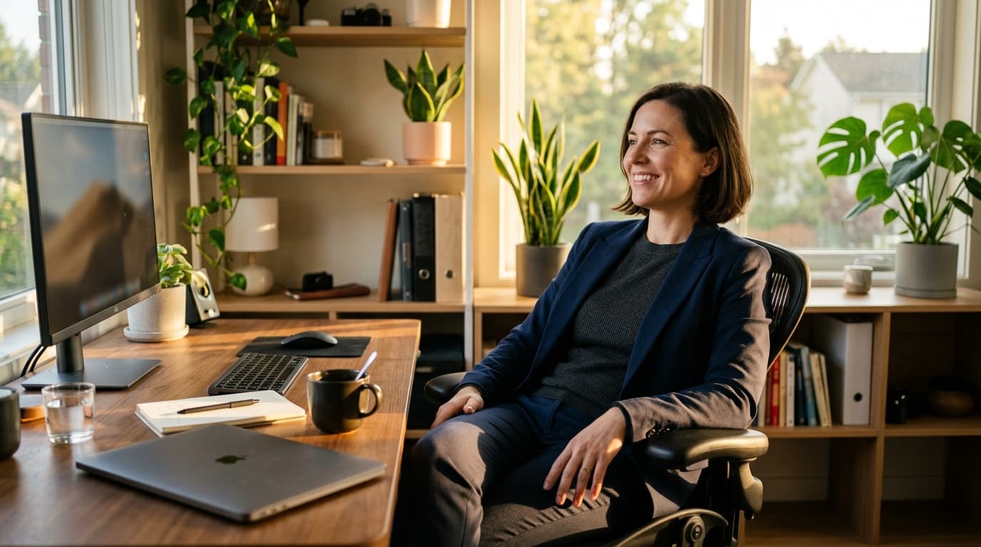 Professional leaning back satisfied after clearing inbox